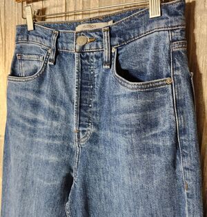 Hudson Faye Wide Leg Jeans 27 LUM Shadow Wash Button Fly 35 Inseam Tall Premium
